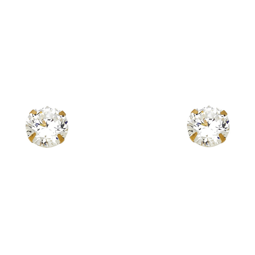 14K Yellow Gold Stud Earring & Solitaire Jewelry 2mm - ST128