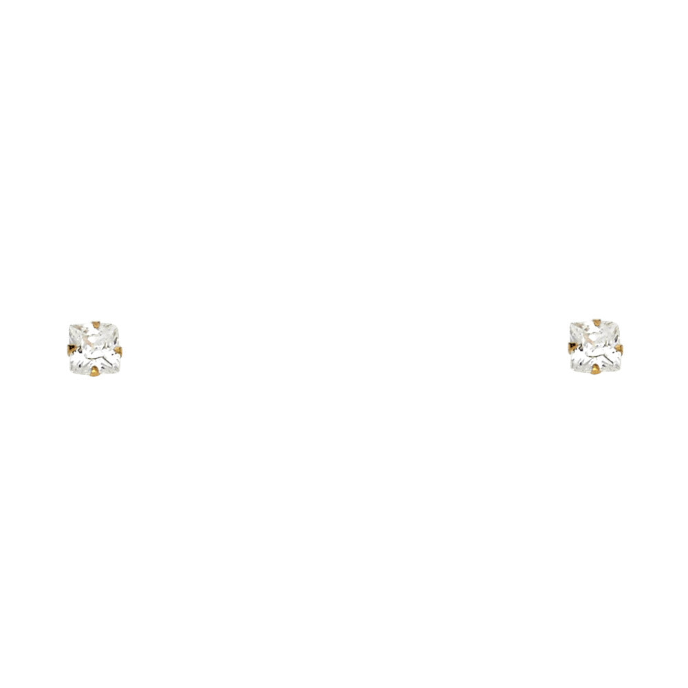 14K Yellow Gold Stud Earring & Solitaire Jewelry 3mm - ST129