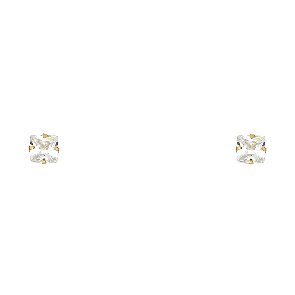 14K Yellow Gold Stud Earring & Solitaire Jewelry 3mm - ST130