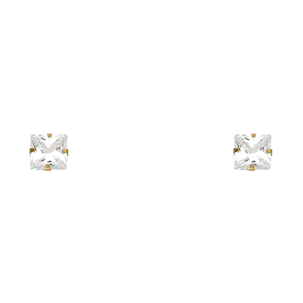 14K Yellow Gold Stud Earring & Solitaire Jewelry 3mm - ST131
