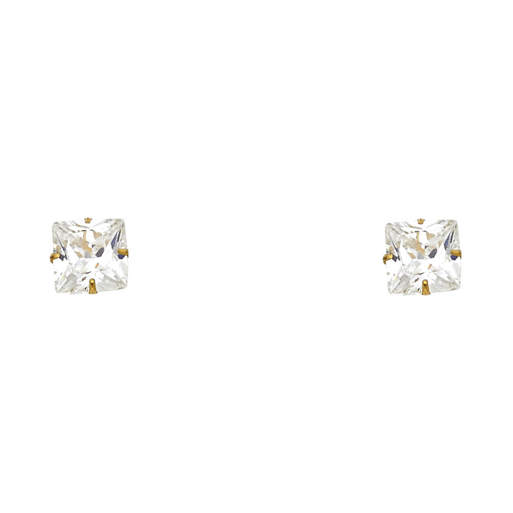 14K Yellow Gold Stud Earring & Solitaire Jewelry 3mm - ST132