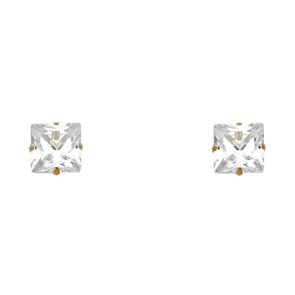 14K Yellow Gold Stud Earring & Solitaire Jewelry 3mm - ST133
