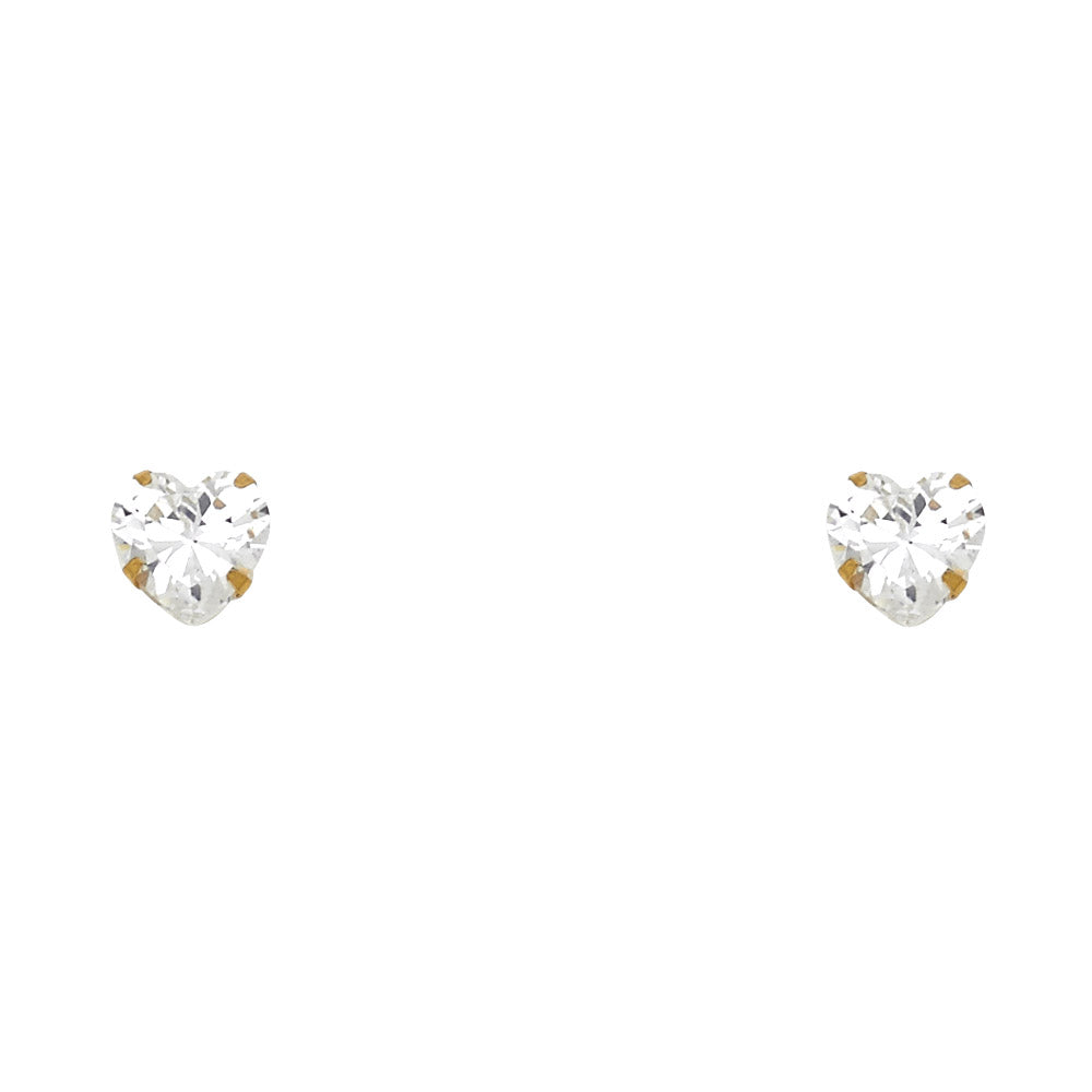 14K Yellow Gold Stud Earring & Solitaire Jewelry 4mm - ST136