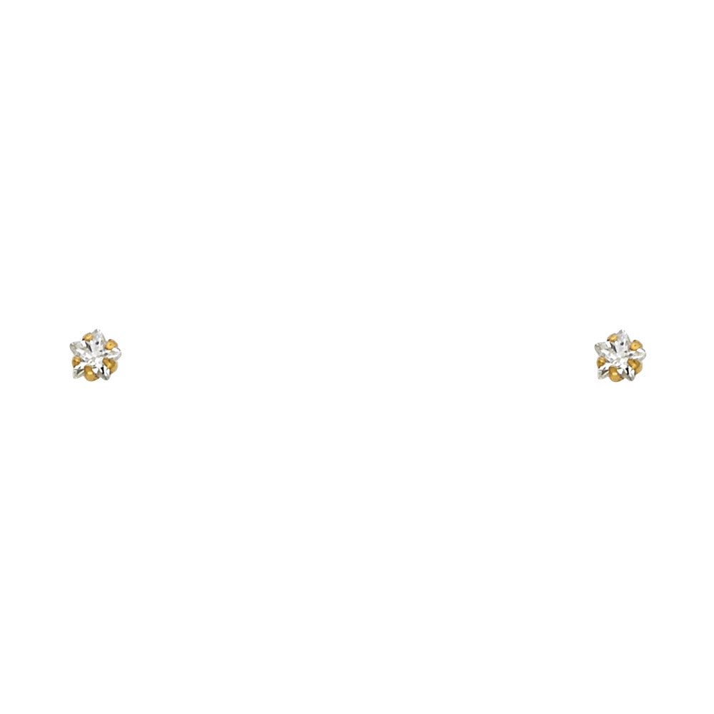 14K Yellow Gold Stud Earring & Solitaire Jewelry 4mm - ST137