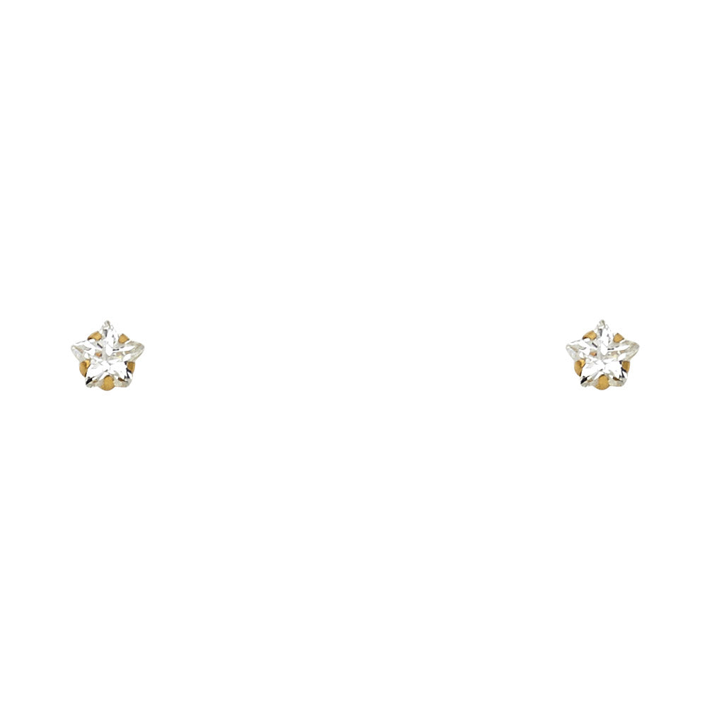14K Yellow Gold Stud Earring & Solitaire Jewelry 4mm - ST138