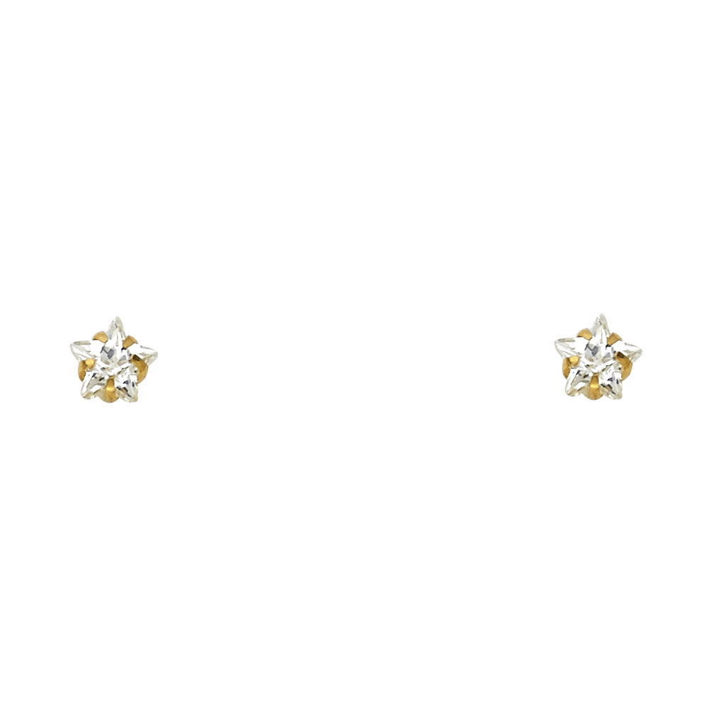14K Yellow Gold Stud Earring & Solitaire Jewelry 4mm - ST139
