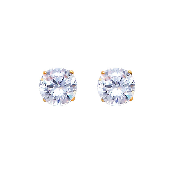 14K Yellow Gold Stud Earring & Solitaire Jewelry 2mm - ST143