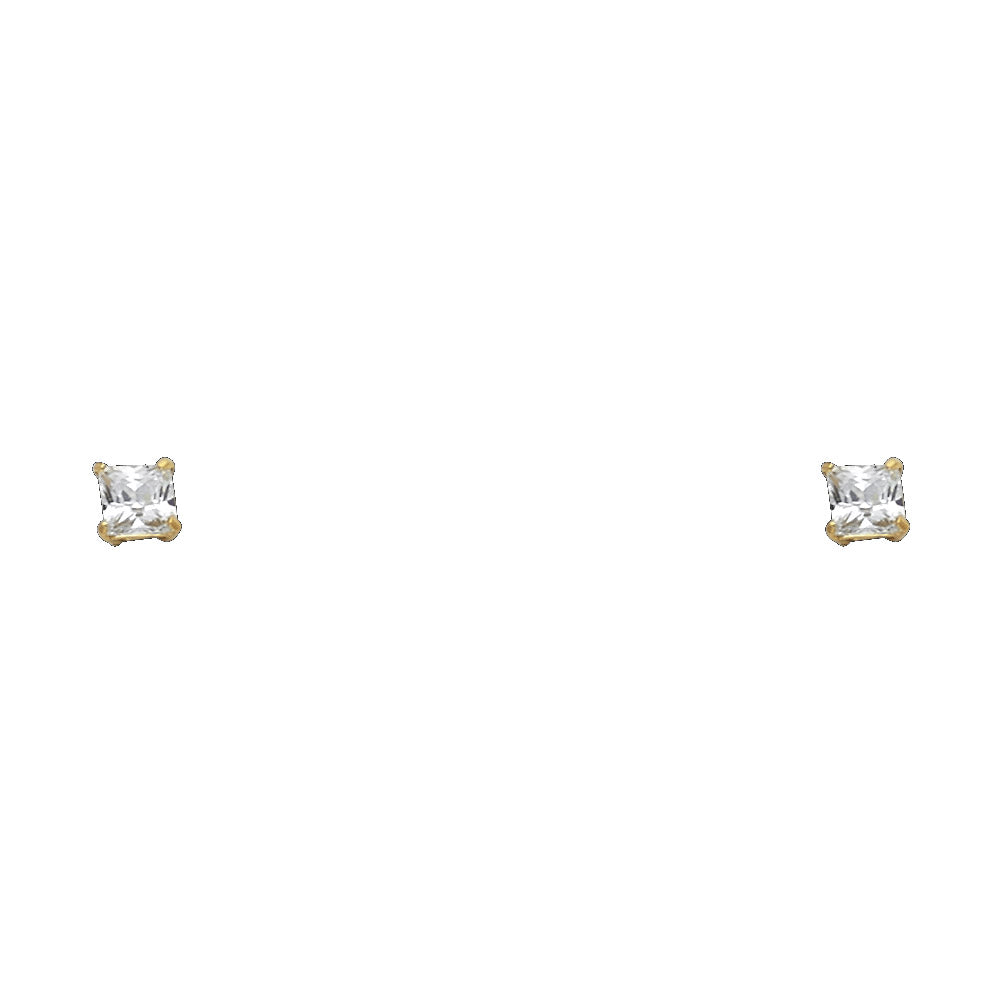 14K Yellow Gold Stud Earring & Solitaire Jewelry 3mm - ST144