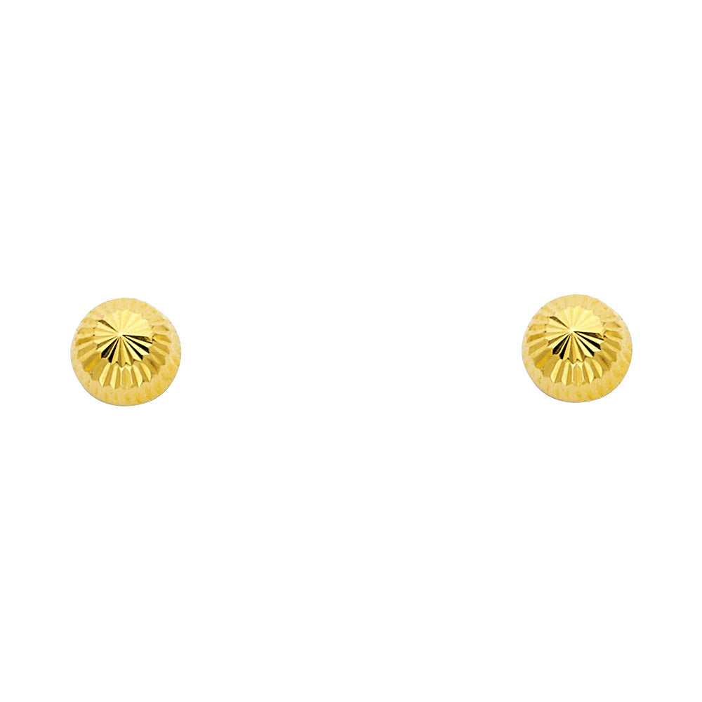 14K Yellow Gold Stud Earring & Solitaire Jewelry 6mm - ST148