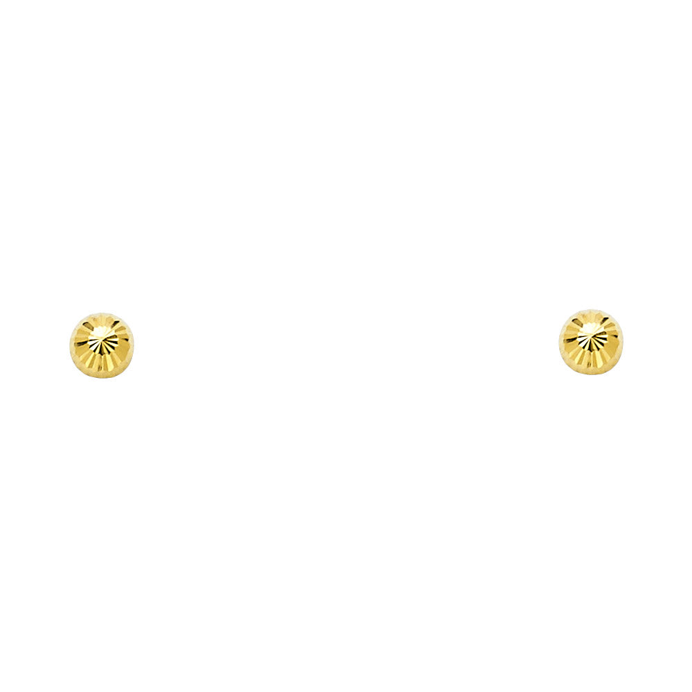 14K Yellow Gold Stud Earring & Solitaire Jewelry 6mm - ST151