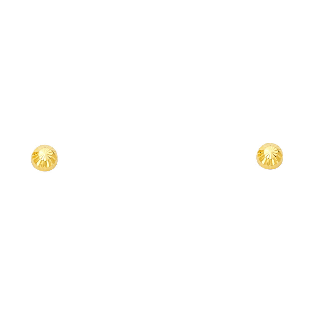 14K Yellow Gold Stud Earring & Solitaire Jewelry 6mm - ST152