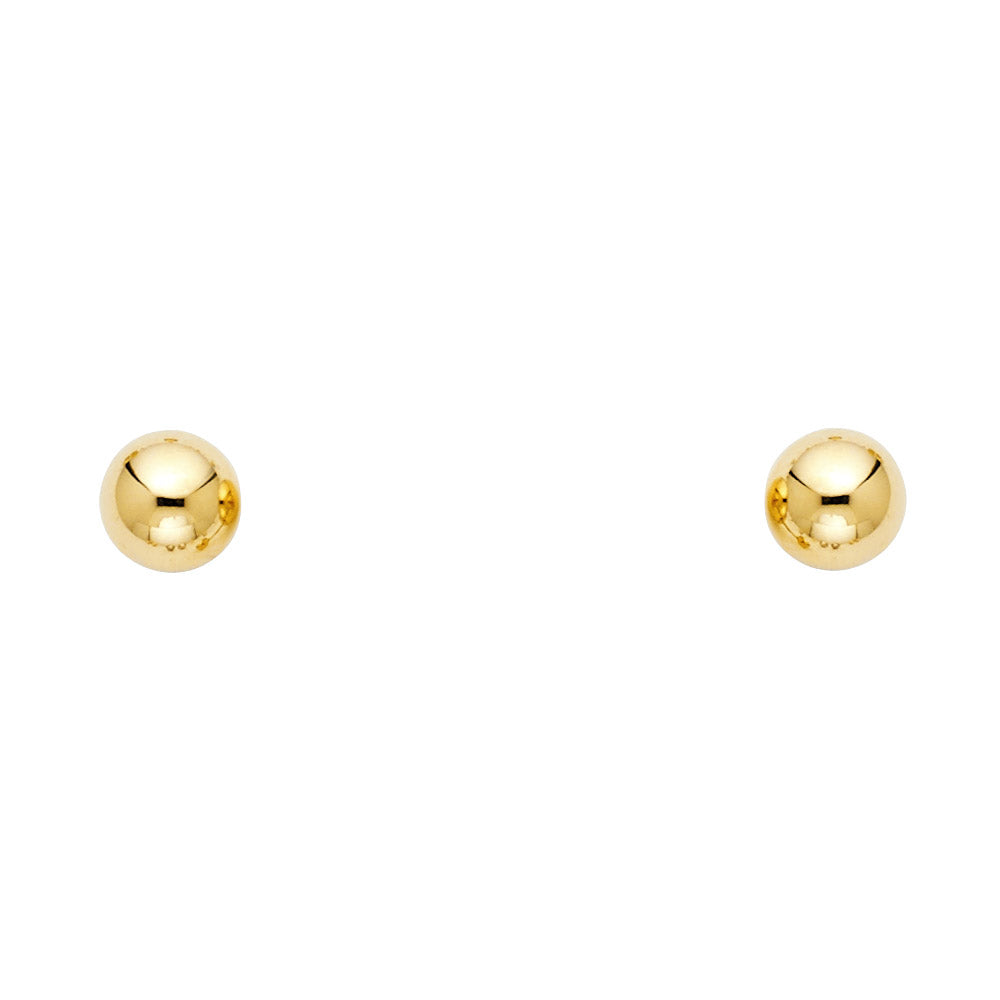 14K Yellow Gold Stud Earring & Solitaire Jewelry 6mm - ST153