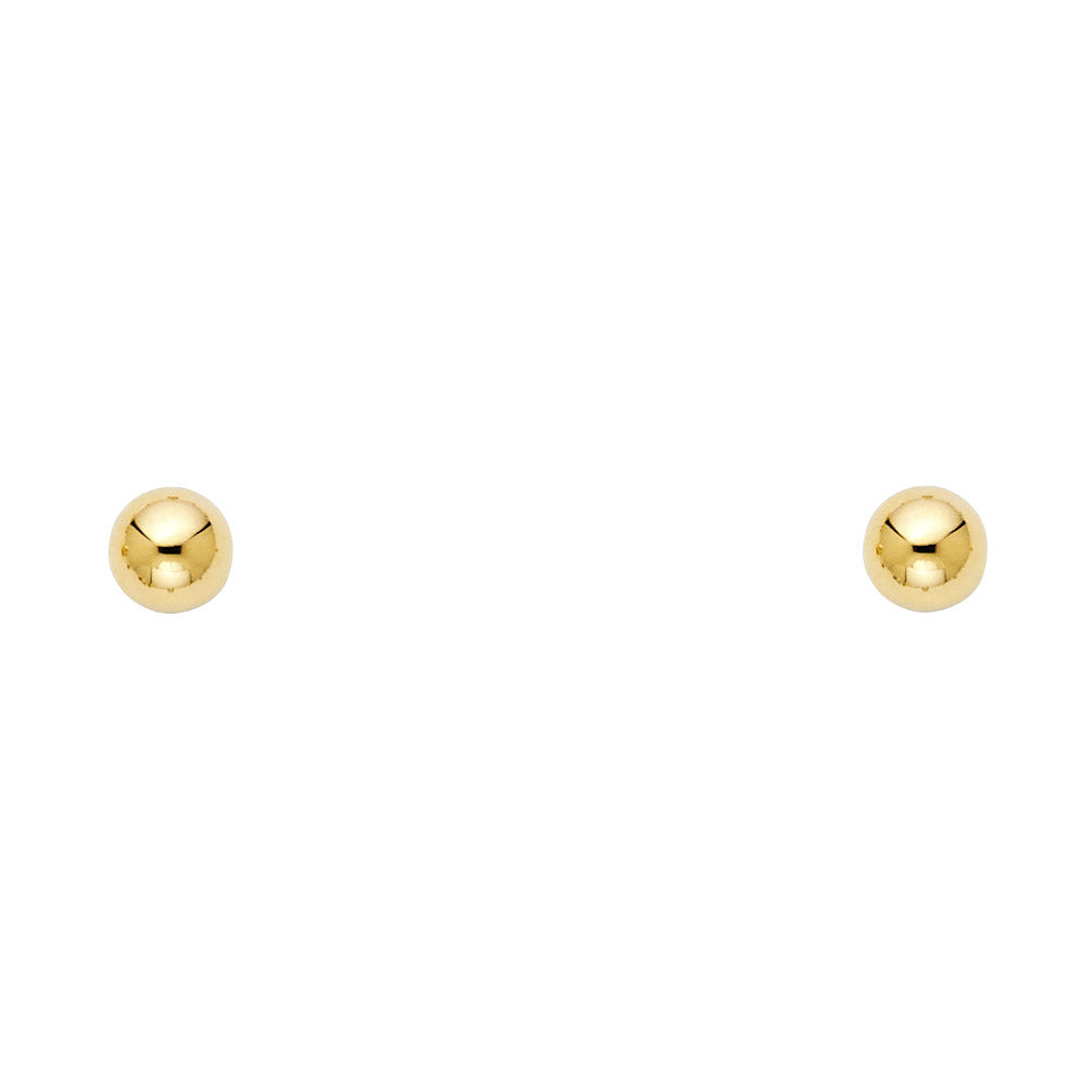 14K Yellow Gold Stud Earring & Solitaire Jewelry 6mm - ST154