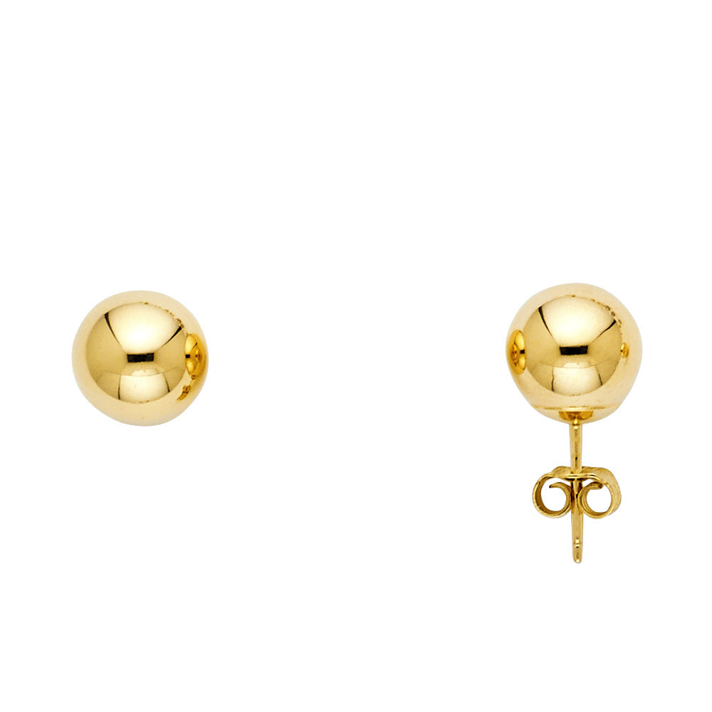 14K Yellow Gold Stud Earring & Solitaire Jewelry 8mm - ST159