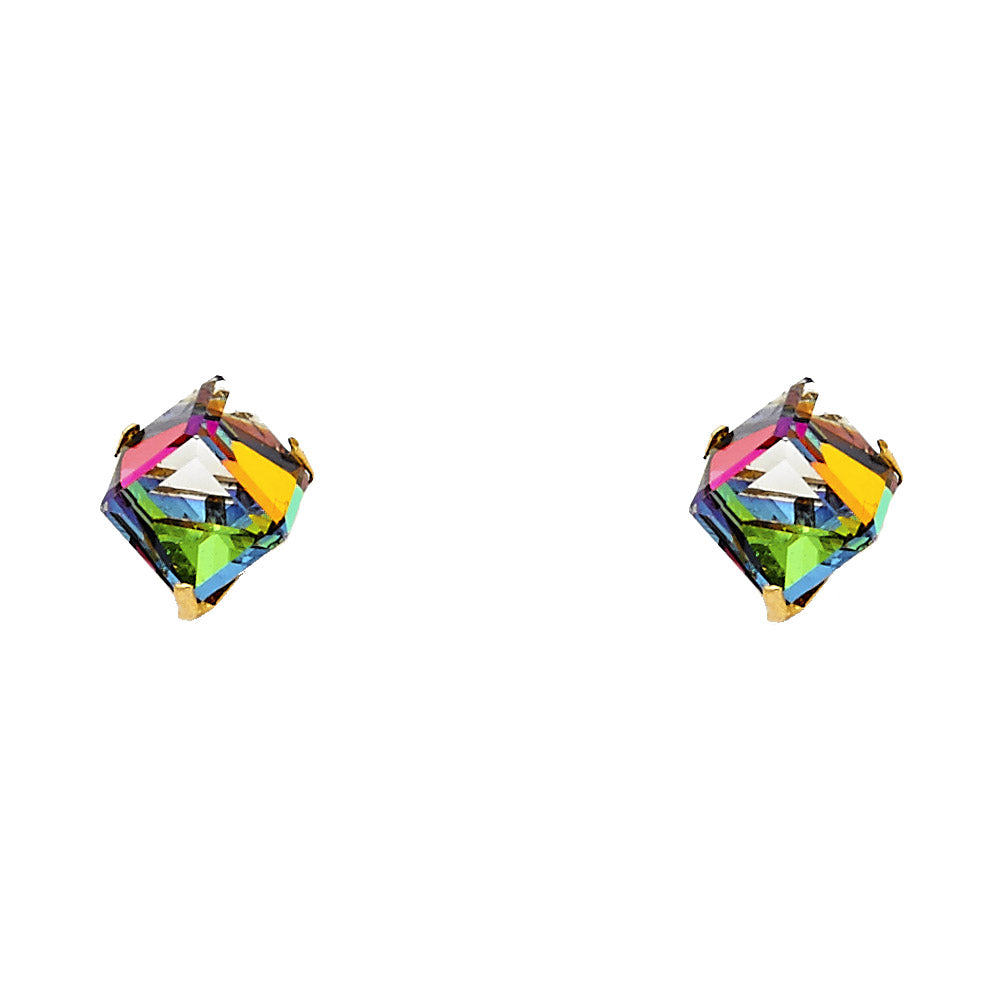 14K Yellow Gold Stud Earring & Solitaire Jewelry - ST173