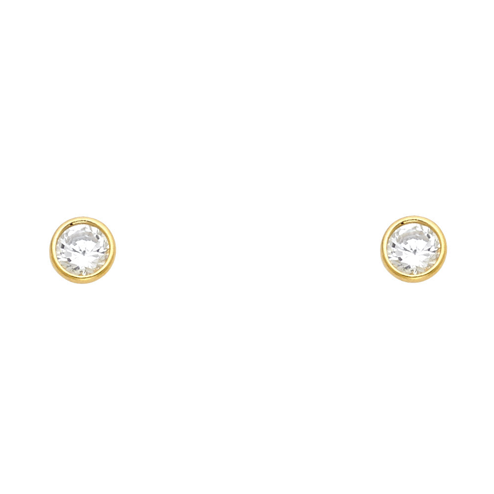 14K Yellow Gold Stud Earring & Solitaire Jewelry 5mm - ST189