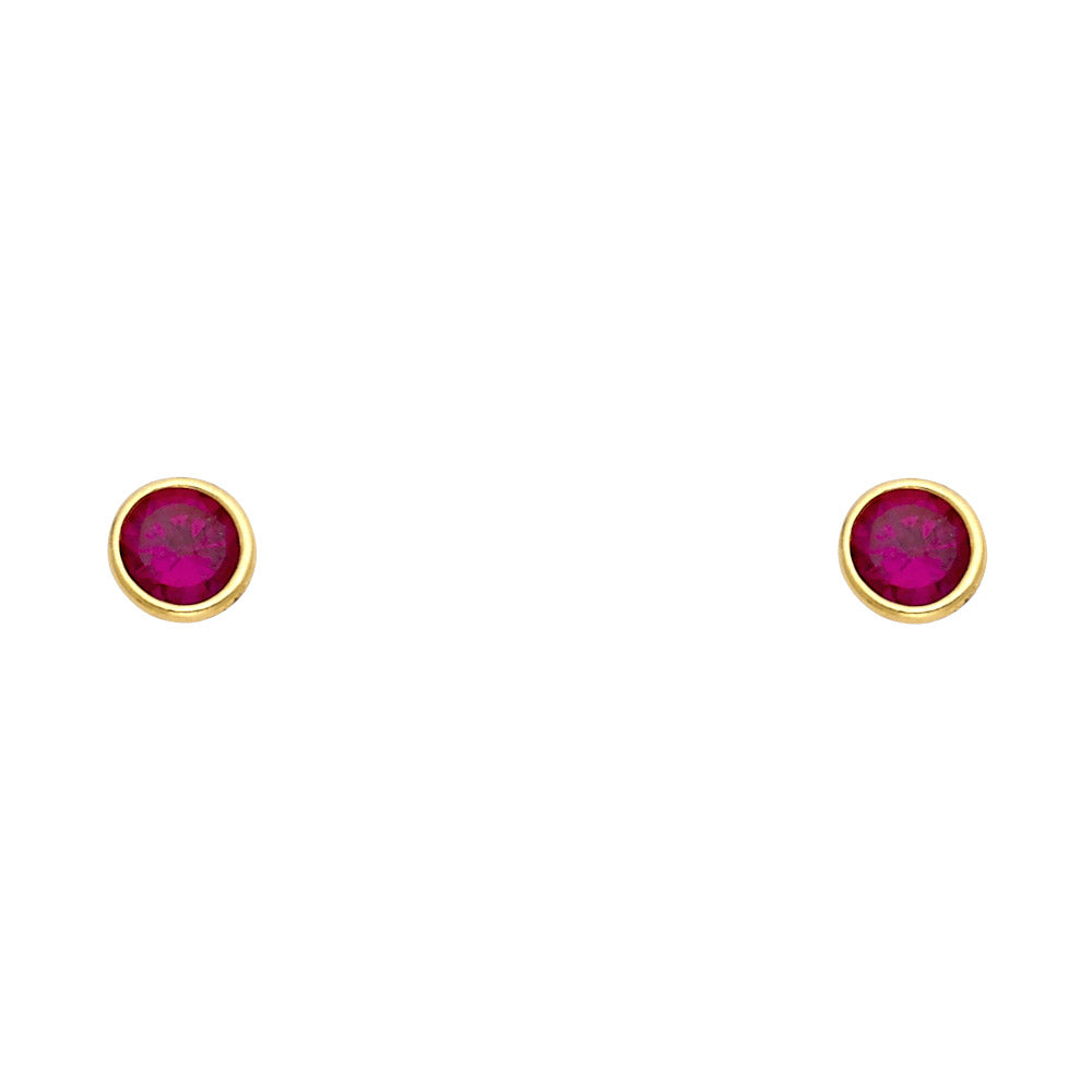 14K Yellow Gold Stud Earring & Solitaire Jewelry 5mm - ST190