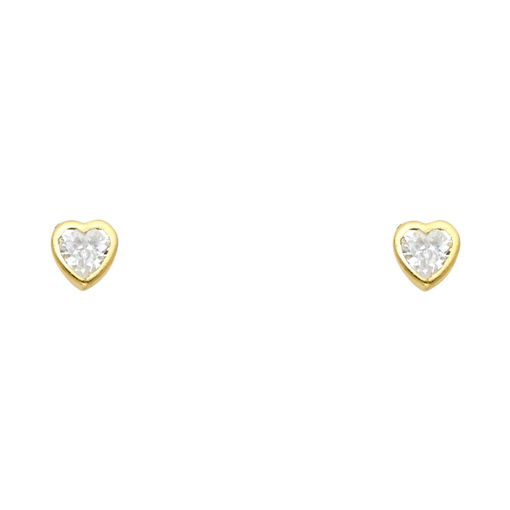 14K Yellow Gold Stud Earring & Solitaire Jewelry 5mm - ST194