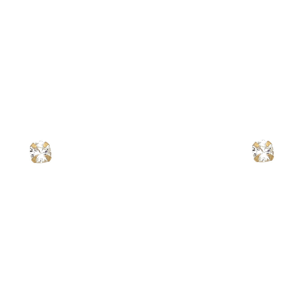 14K Yellow Gold Stud Earring & Solitaire Jewelry 2mm - ST195 - Image 4
