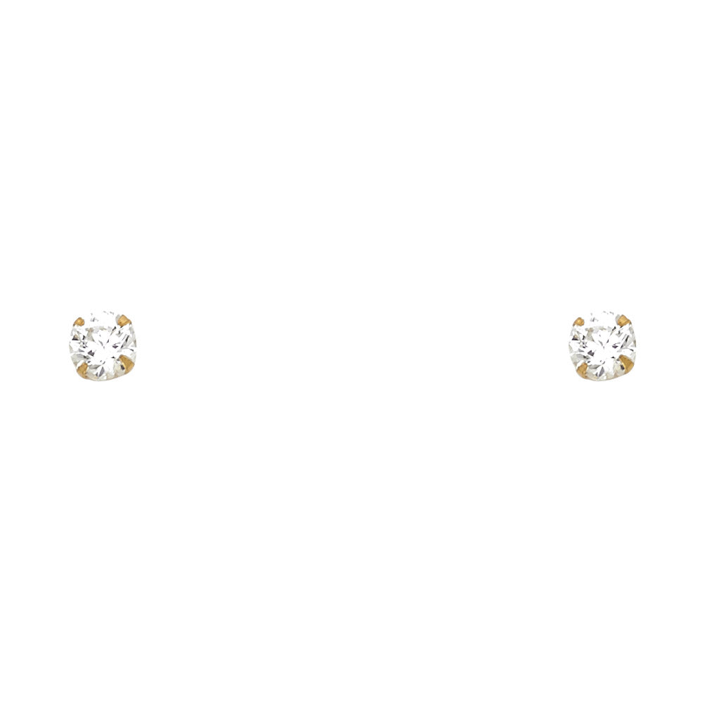 14K Yellow Gold Stud Earring & Solitaire Jewelry 2mm - ST196 - Image 4