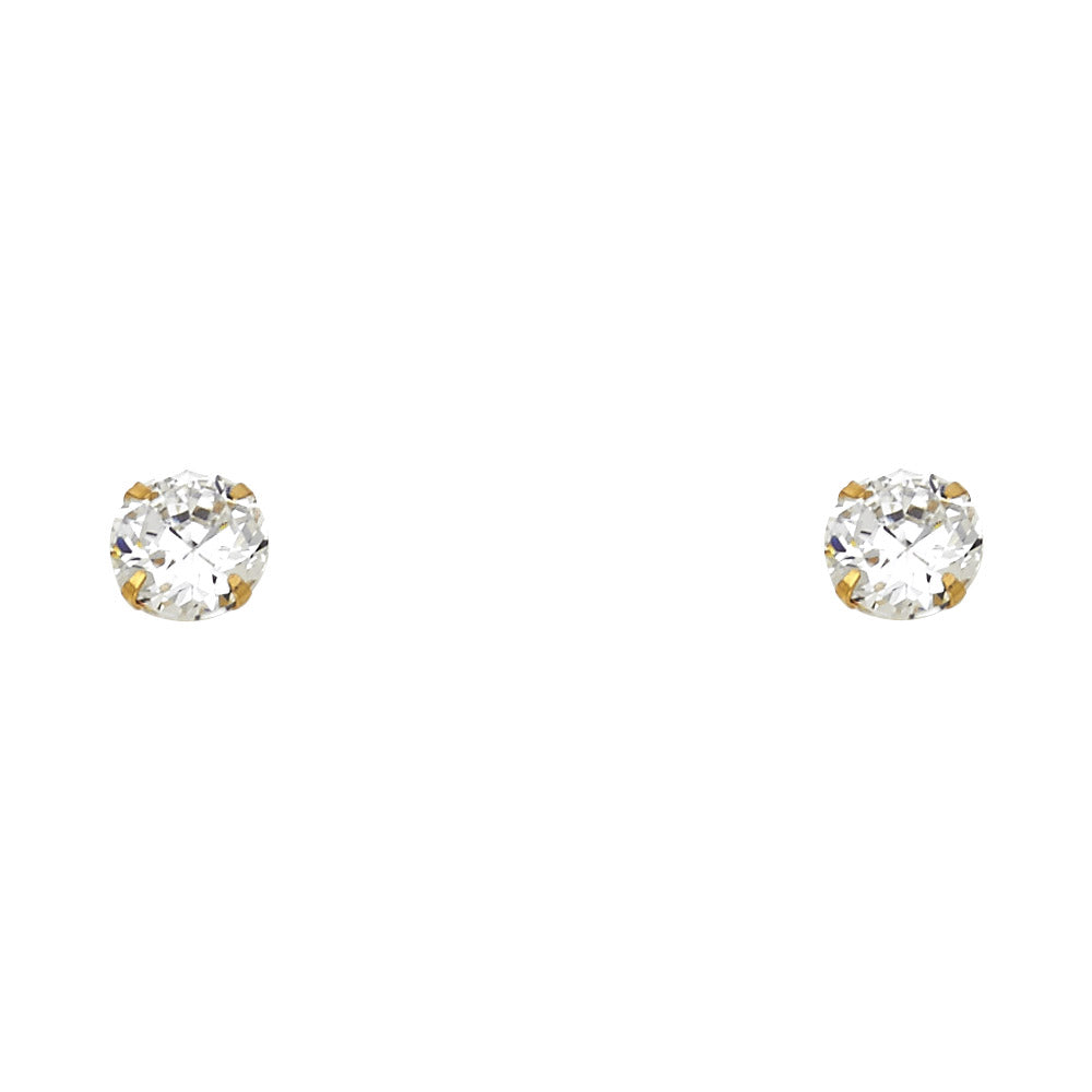 14K Yellow Gold Stud Earring & Solitaire Jewelry 2mm - ST198 - Image 4