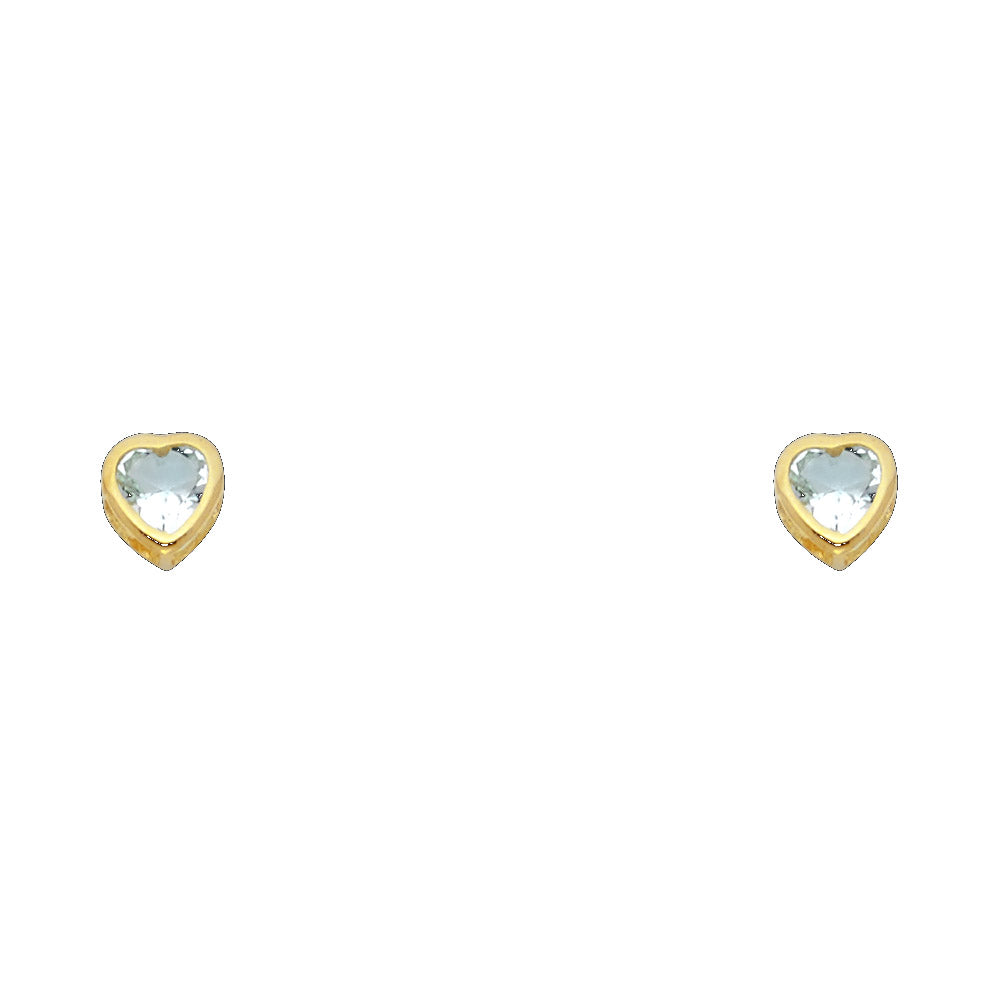 14K Yellow Gold Stud Earring & Solitaire Jewelry 4mm - ST202 - Image 3