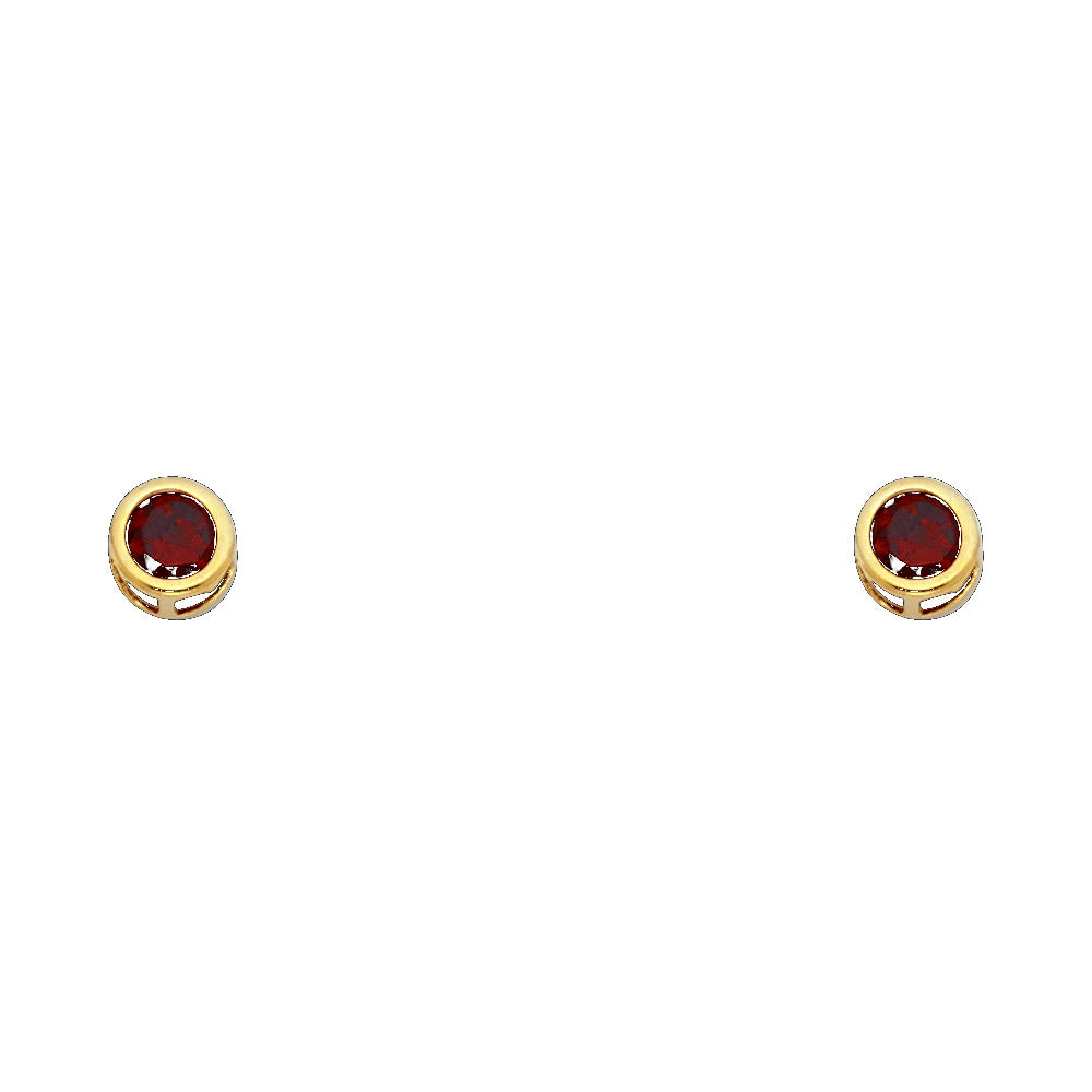 14K Yellow Gold Stud Earring & Solitaire Jewelry 4mm - ST203