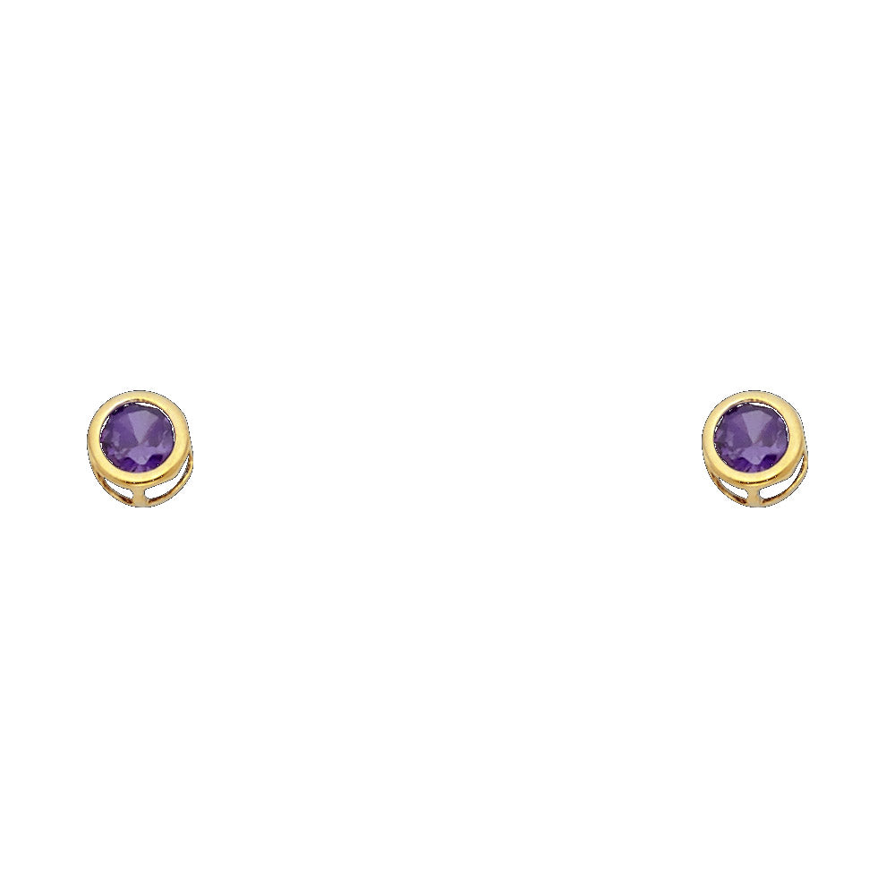 14K Yellow Gold Stud Earring & Solitaire Jewelry 4mm - ST203 - Image 2