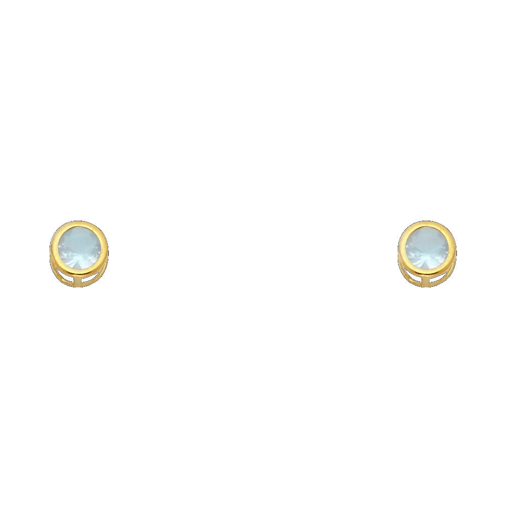 14K Yellow Gold Stud Earring & Solitaire Jewelry 4mm - ST203 - Image 3