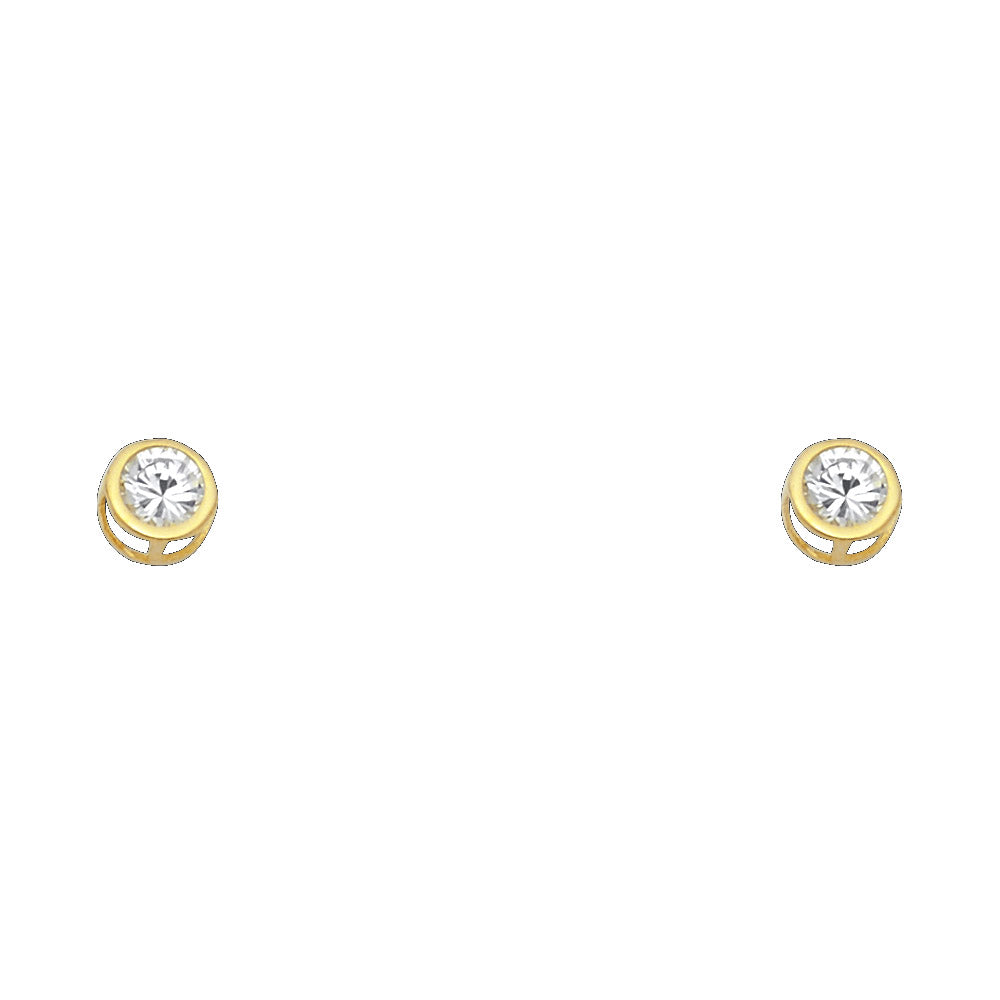 14K Yellow Gold Stud Earring & Solitaire Jewelry 4mm - ST203 - Image 4