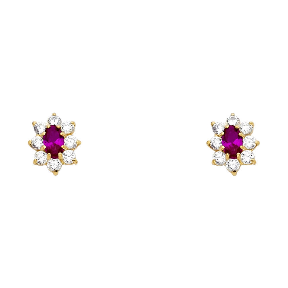 14K Yellow Gold Stud Earring & Solitaire Jewelry - ST208