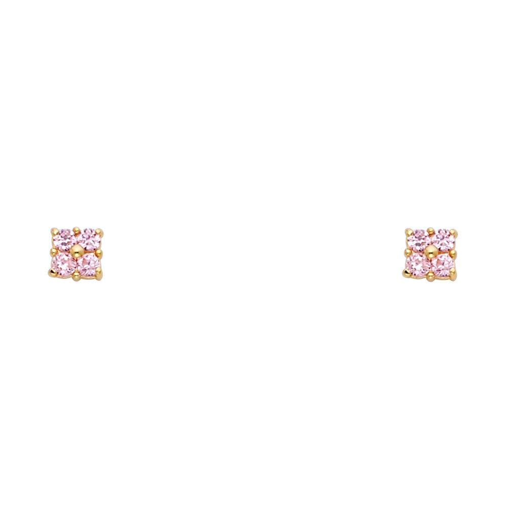 14K Yellow Gold Stud Earring & Solitaire Jewelry - ST216