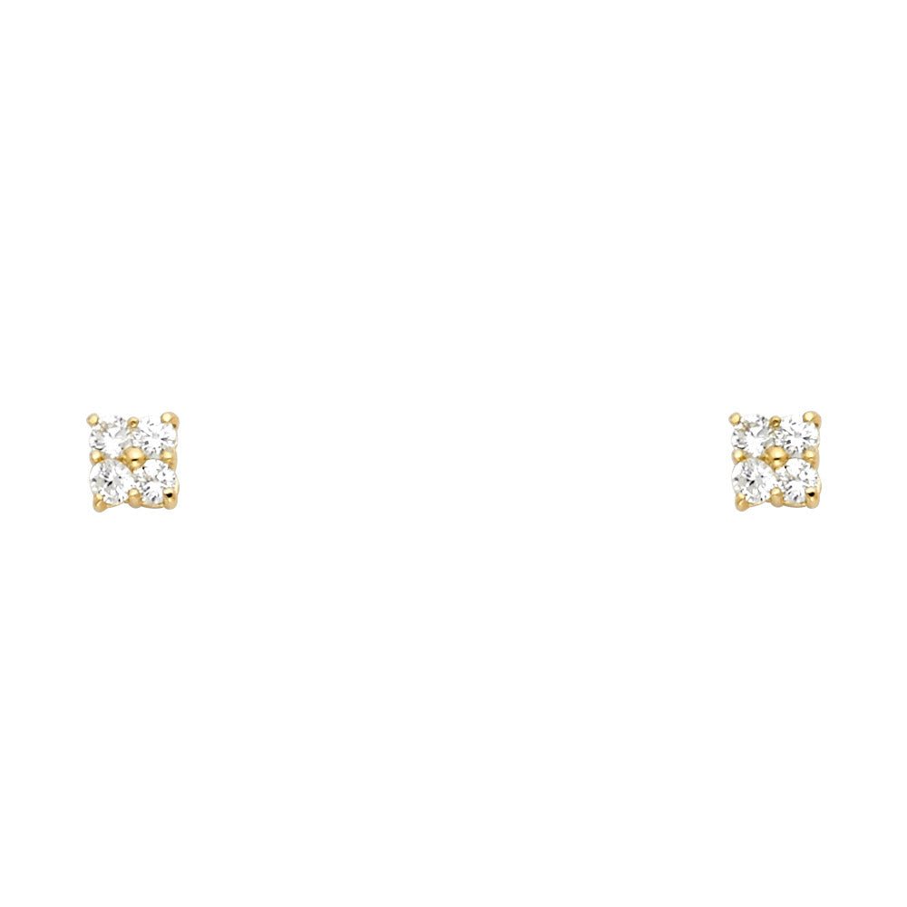 14K Yellow Gold Stud Earring & Solitaire Jewelry - ST218