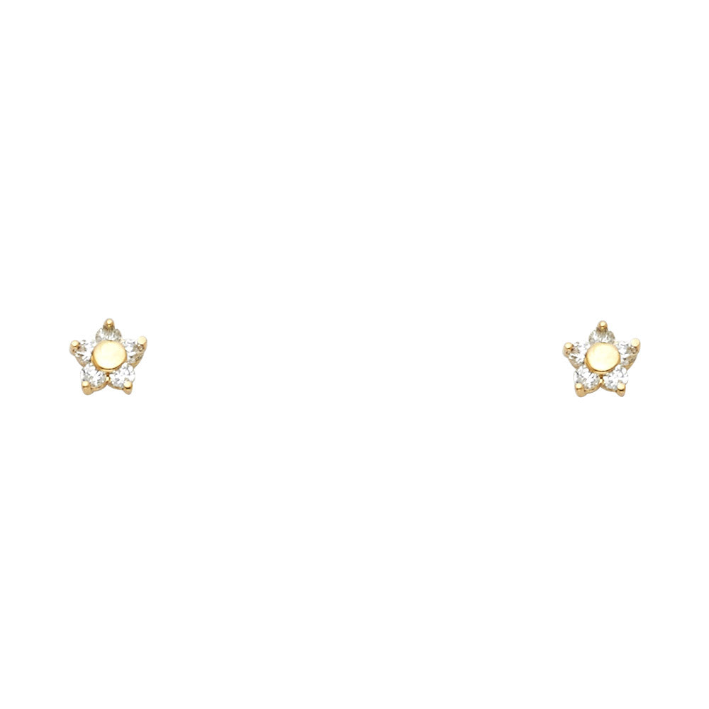 14K Yellow Gold Stud Earring & Solitaire Jewelry - ST222