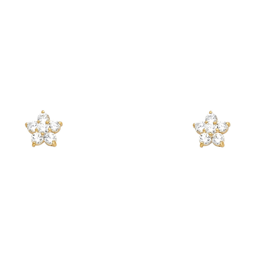 14K Yellow Gold Stud Earring & Solitaire Jewelry - ST229