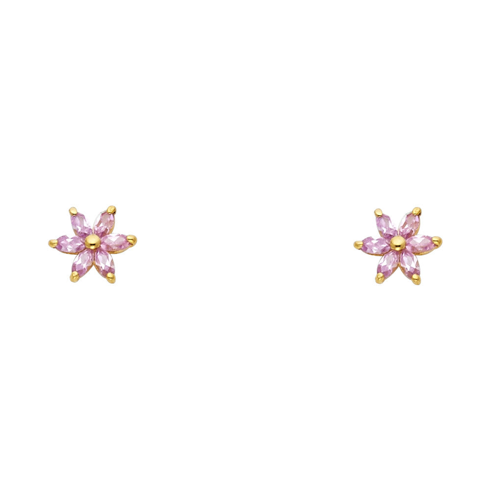 14K Yellow Gold Stud Earring & Solitaire Jewelry - ST232