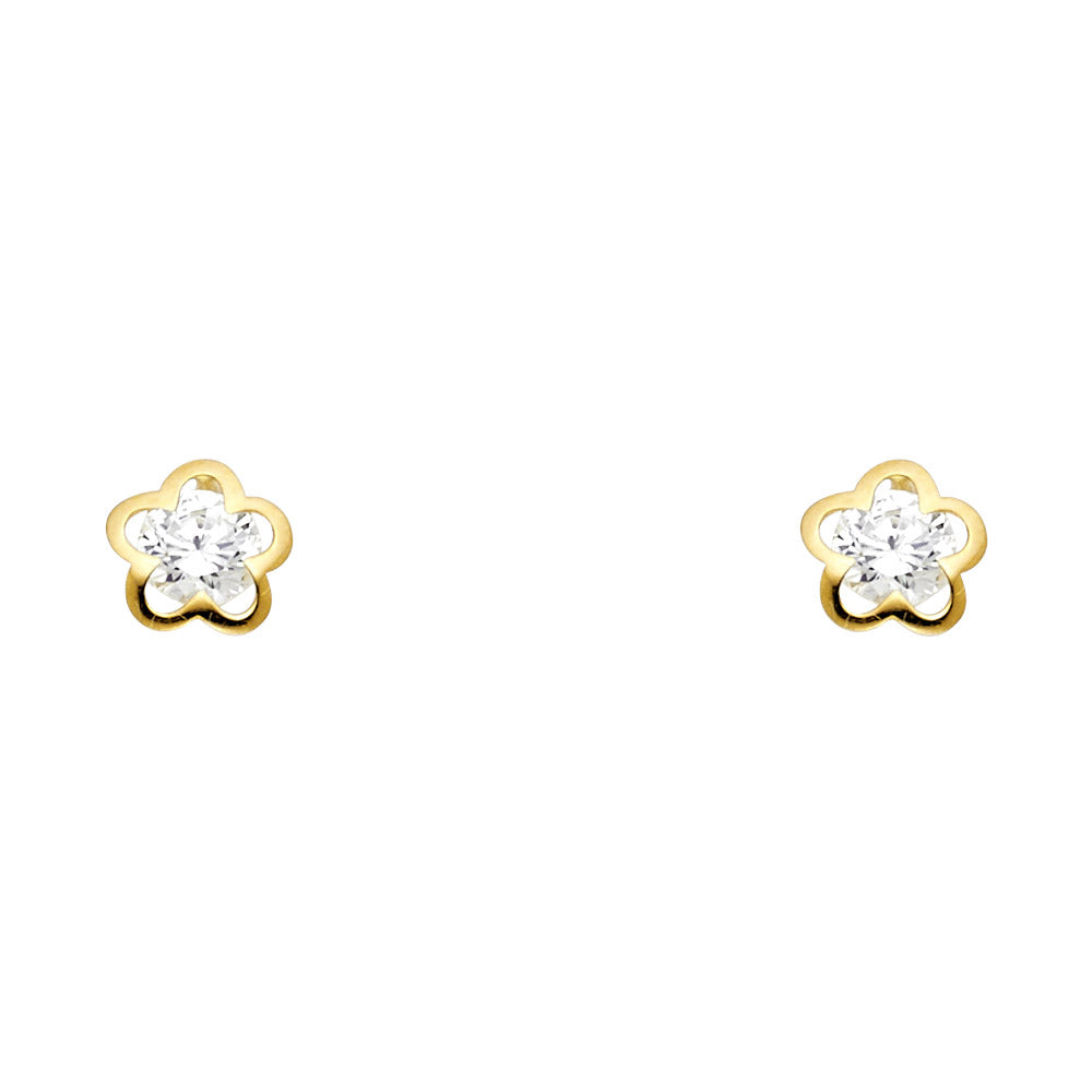 14K Yellow Gold Stud Earring & Solitaire Jewelry - ST235