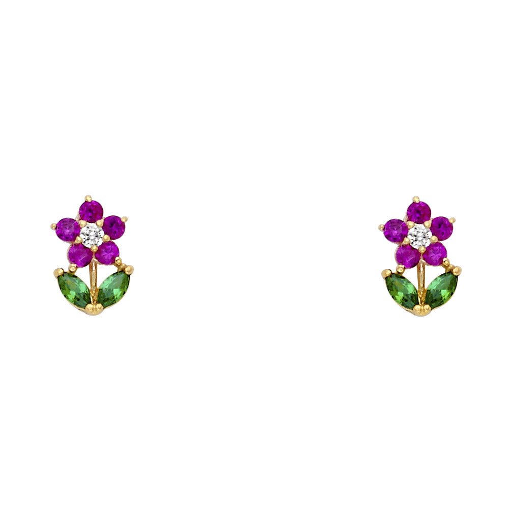 14K Yellow Gold Stud Earring & Solitaire Jewelry - ST237