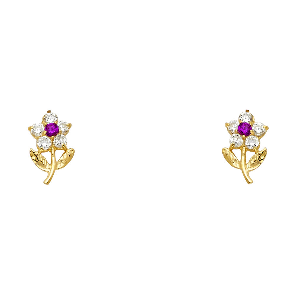 14K Yellow Gold Stud Earring & Solitaire Jewelry - ST239