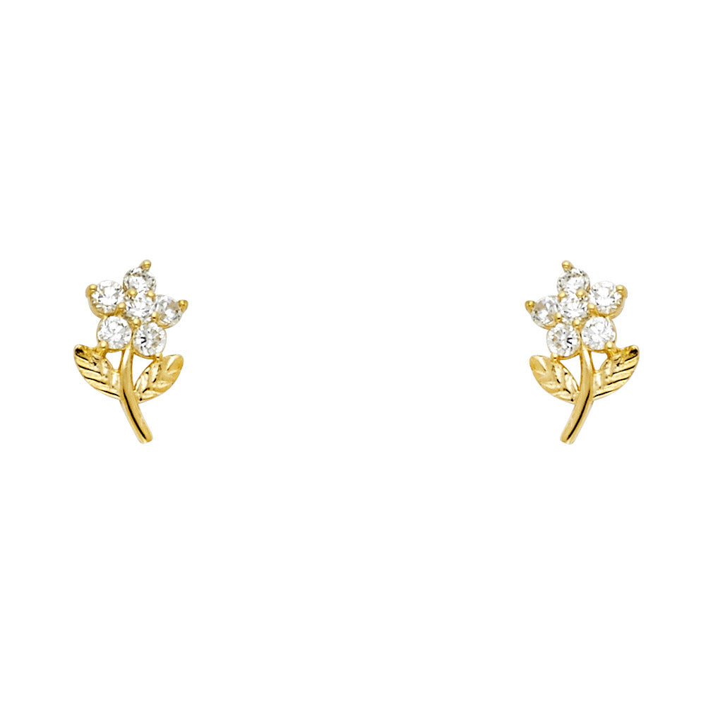 14K Yellow Gold Stud Earring & Solitaire Jewelry - ST240