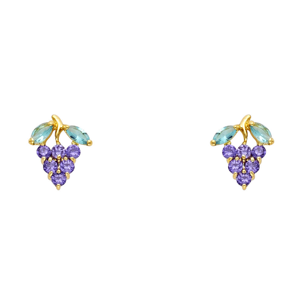 14K Yellow Gold Stud Earring & Solitaire Jewelry - ST241