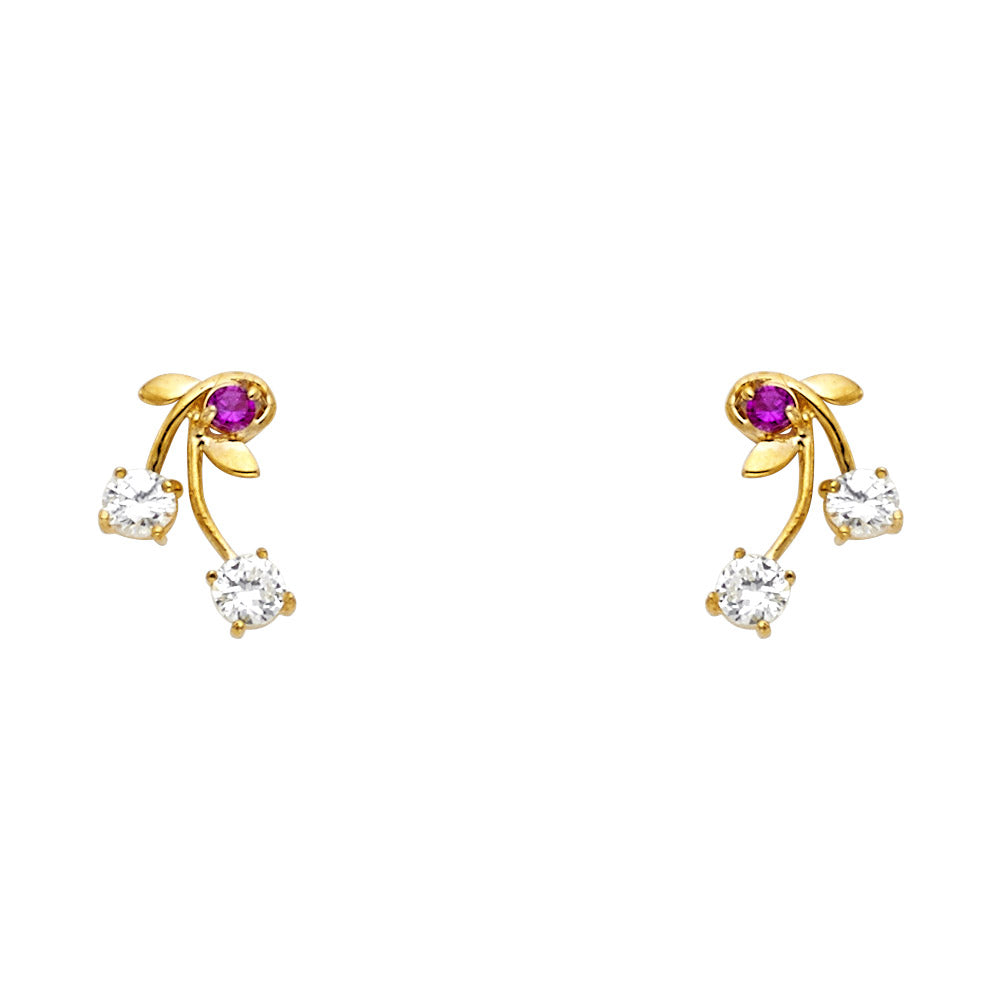 14K Yellow Gold Stud Earring & Solitaire Jewelry - ST246