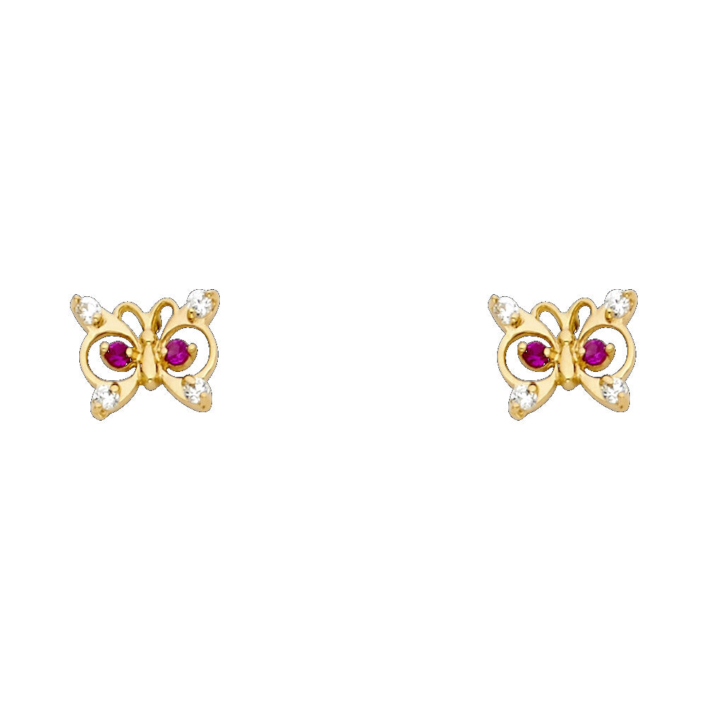 14K Yellow Gold Stud Earring & Solitaire Jewelry - ST251