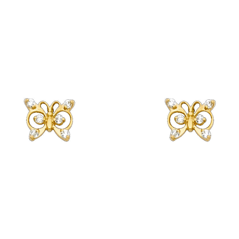 14K Yellow Gold Stud Earring & Solitaire Jewelry - ST252