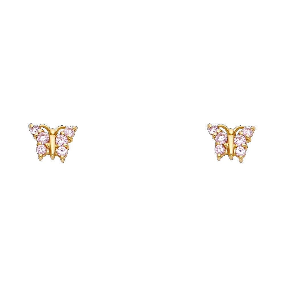 14K Yellow Gold Stud Earring & Solitaire Jewelry - ST255