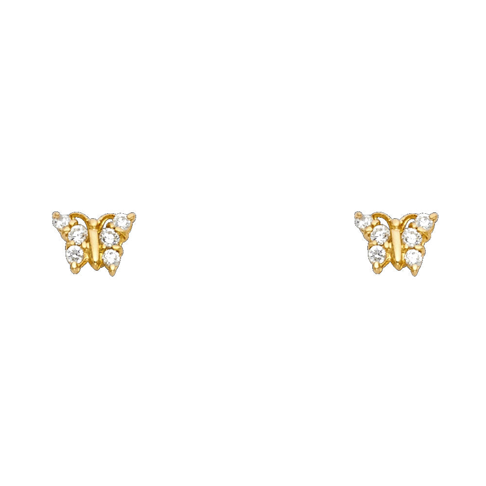 14K Yellow Gold Stud Earring & Solitaire Jewelry - ST256
