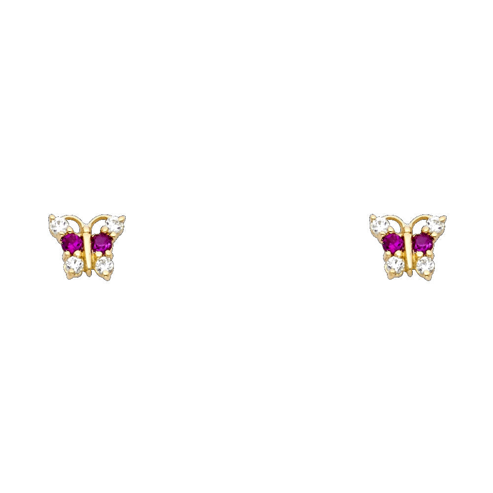 14K Yellow Gold Stud Earring & Solitaire Jewelry - ST257