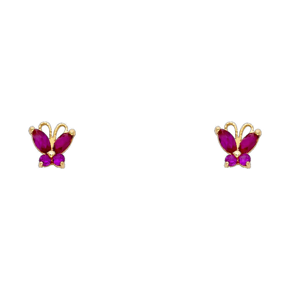 14K Yellow Gold Stud Earring & Solitaire Jewelry - ST261