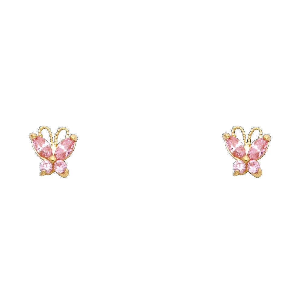 14K Yellow Gold Stud Earring & Solitaire Jewelry - ST262
