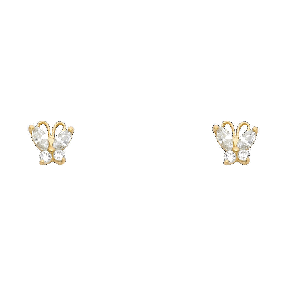 14K Yellow Gold Stud Earring & Solitaire Jewelry - ST263